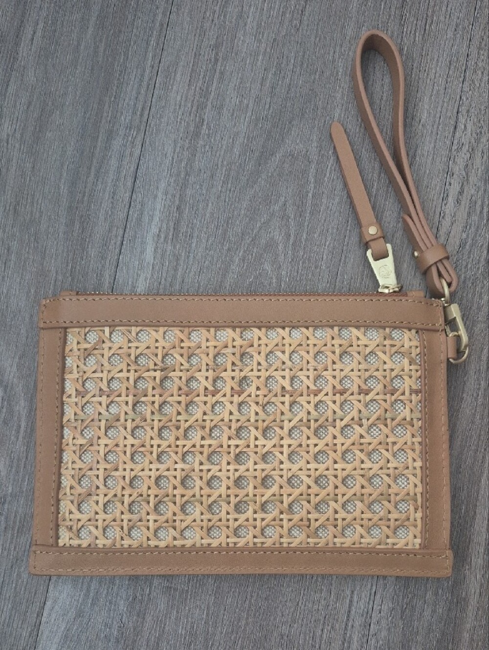 Spartina 449 Woven Straw and Leather Wristlet Clutch in Tan - Picture 2 of 4